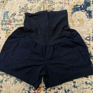 Navy maternity shorts